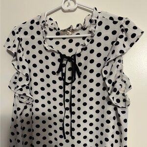 Perch Tops | Perch by Blu Pepper Blouse Womens Ruffled Sleeve Polka Dot